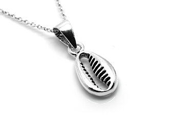 Kaurisnäcka Halsband i Äkta 925 Silver, Hav Hänge, Snäcka Smycke