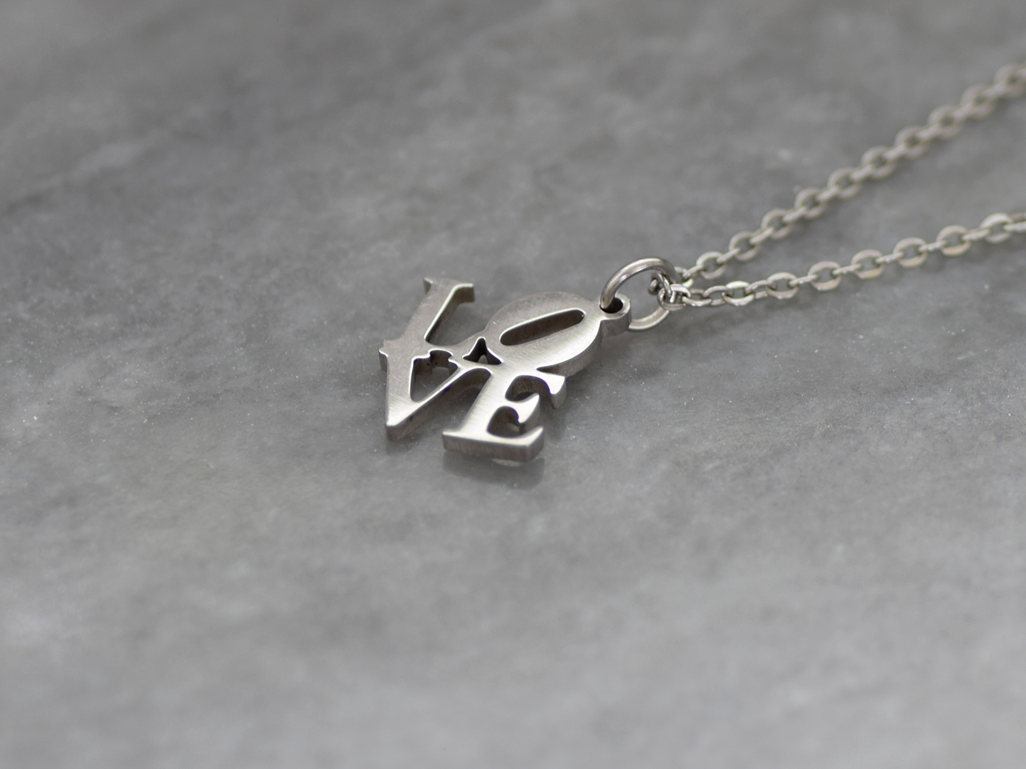 Love Text Halsband i Rostfritt Stål, Kärleksfullt Budskap Hänge, Jag Älskar Dig Kärlek Smycke - 2