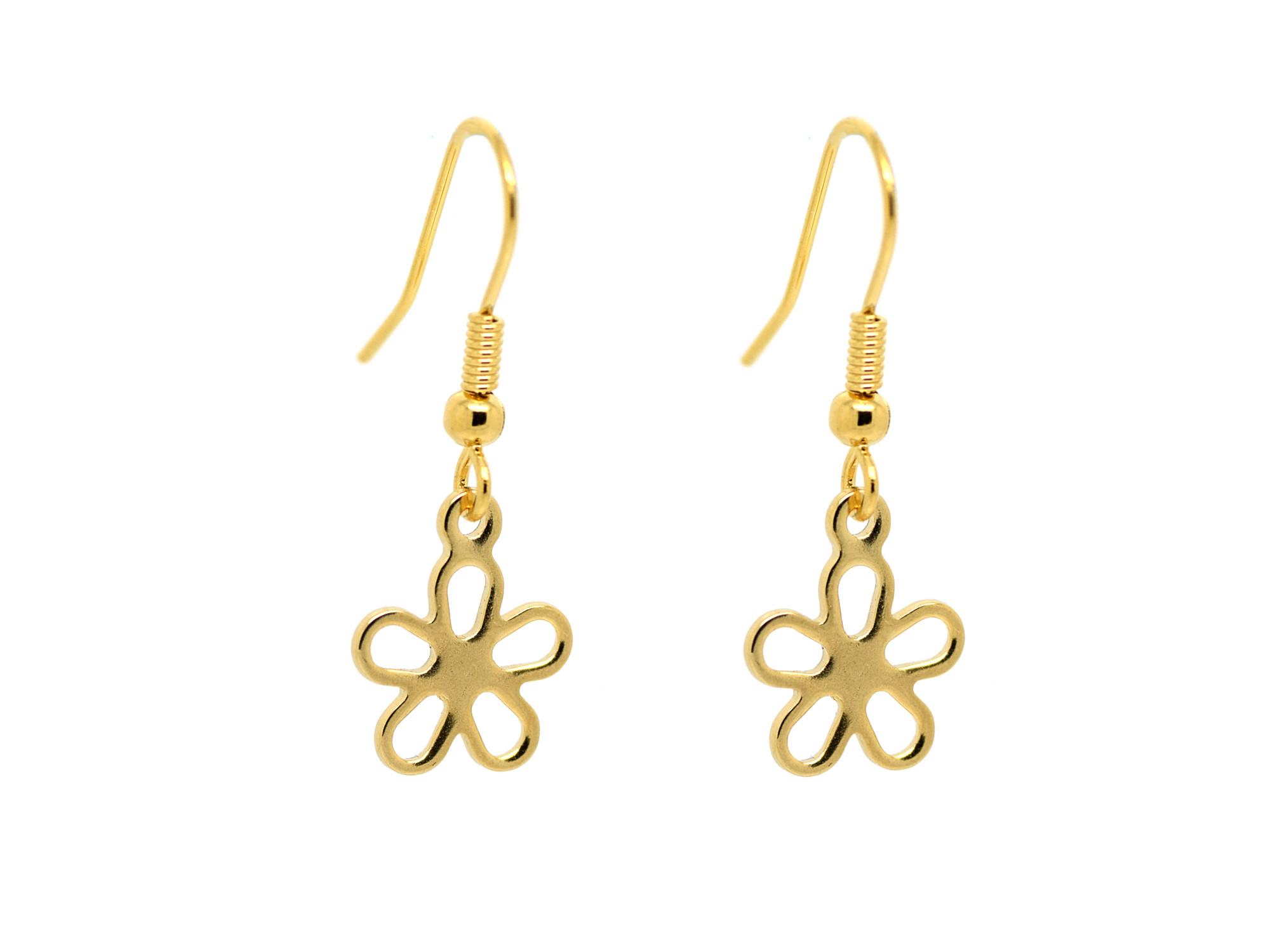 Blomma Örhängen i Rostfritt Stål Guld, Blom Örhänge, Natur Accessoar, Blomster Smycke