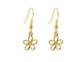 Blomma Örhängen i Rostfritt Stål Guld, Blom Örhänge, Natur Accessoar, Blomster Smycke