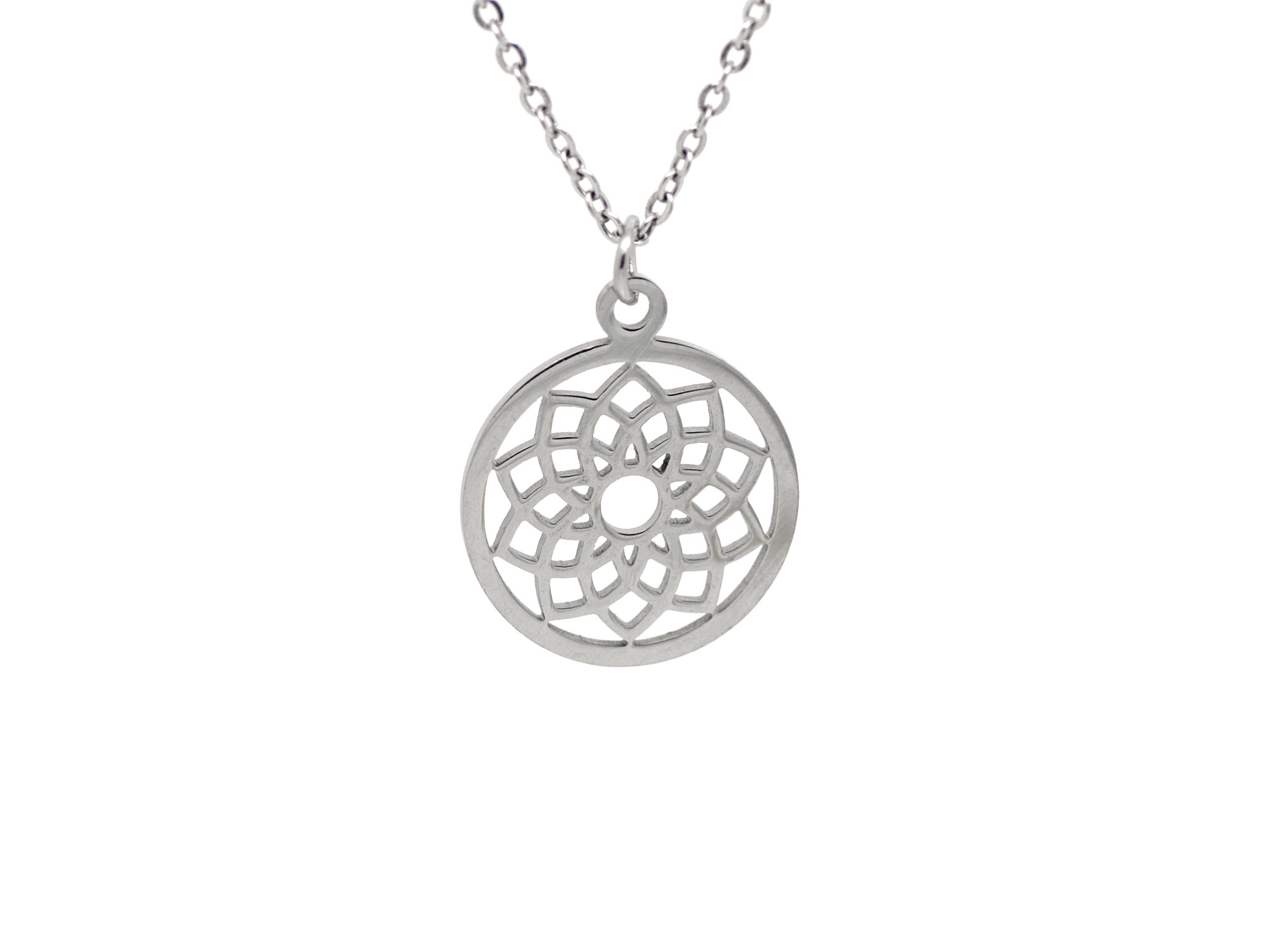 Chakra Halsband i Rostfritt Stål, Sahasrara Hänge, Meditation Accessoar, Livsenergihjul Smycke