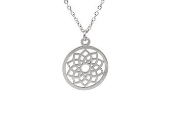 Chakra Halsband i Rostfritt Stål, Sahasrara Hänge, Meditation Accessoar, Livsenergihjul Smycke