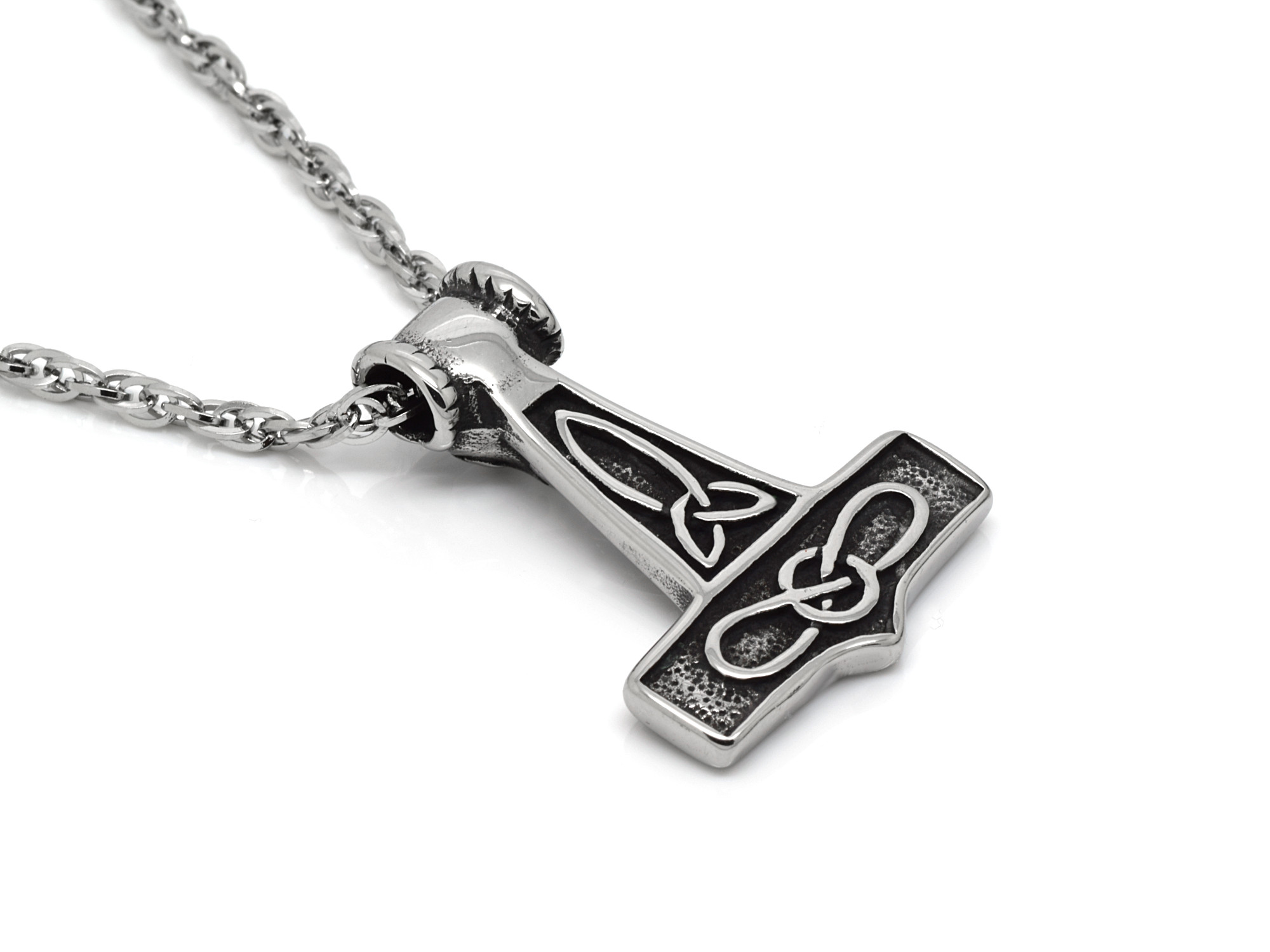 Torshammare med Vädur Halsband i Rostfritt Stål, Viking Hänge, Asatro Accessoar, Mjölner Smycke - 4