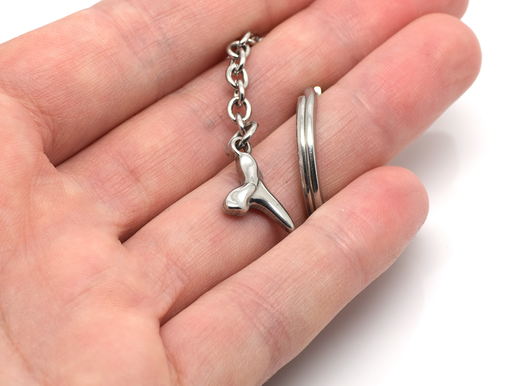 Hajtand Nyckelring i Rostfritt Stål, Havsdjur Accessoar, Haj Nyckelhållare - 4