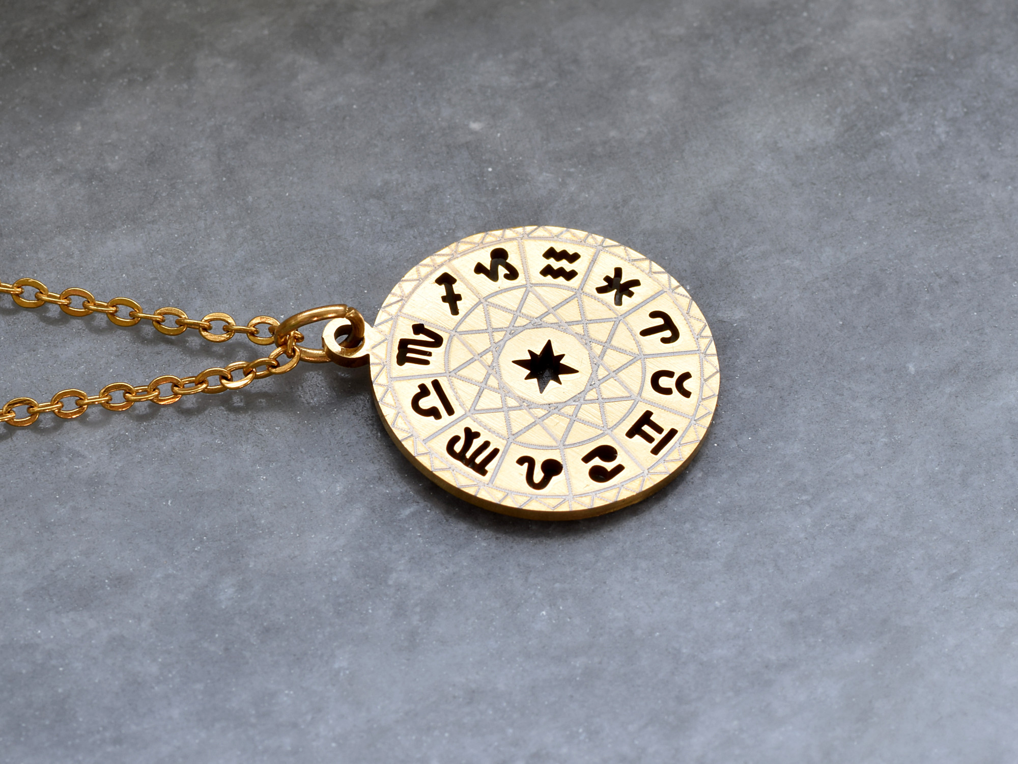 Alla Stjärntecken Halsband i Rostfritt Stål Guld, Horoskop Hänge, Zodiak Smycke - 2