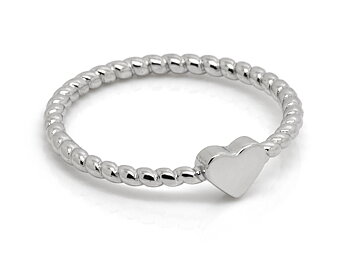 Rep och Hjärta Ring i Äkta 925 Silver storlek 7, Hjärtan Accessoar, Evig Kärlek Smycke