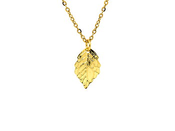 Löv Halsband i Rostfritt Stål Guld, Träd Hänge, Natur Smycke