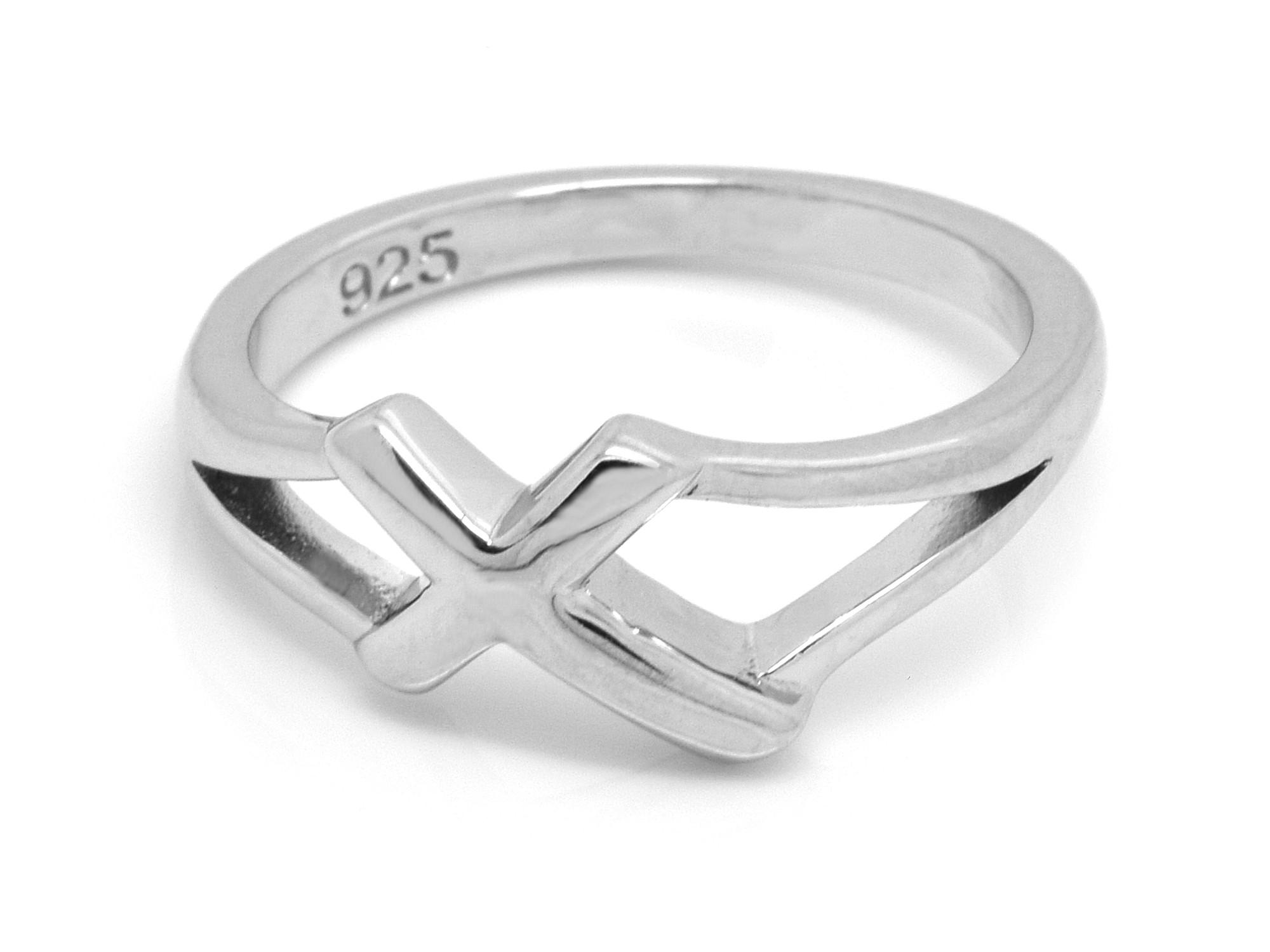 Kors Ring i Äkta 925 Silver storlek 7, Kristendom Accessoar, Konfirmation Smycke