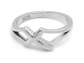 Kors Ring i Äkta 925 Silver storlek 7, Kristendom Accessoar, Konfirmation Smycke