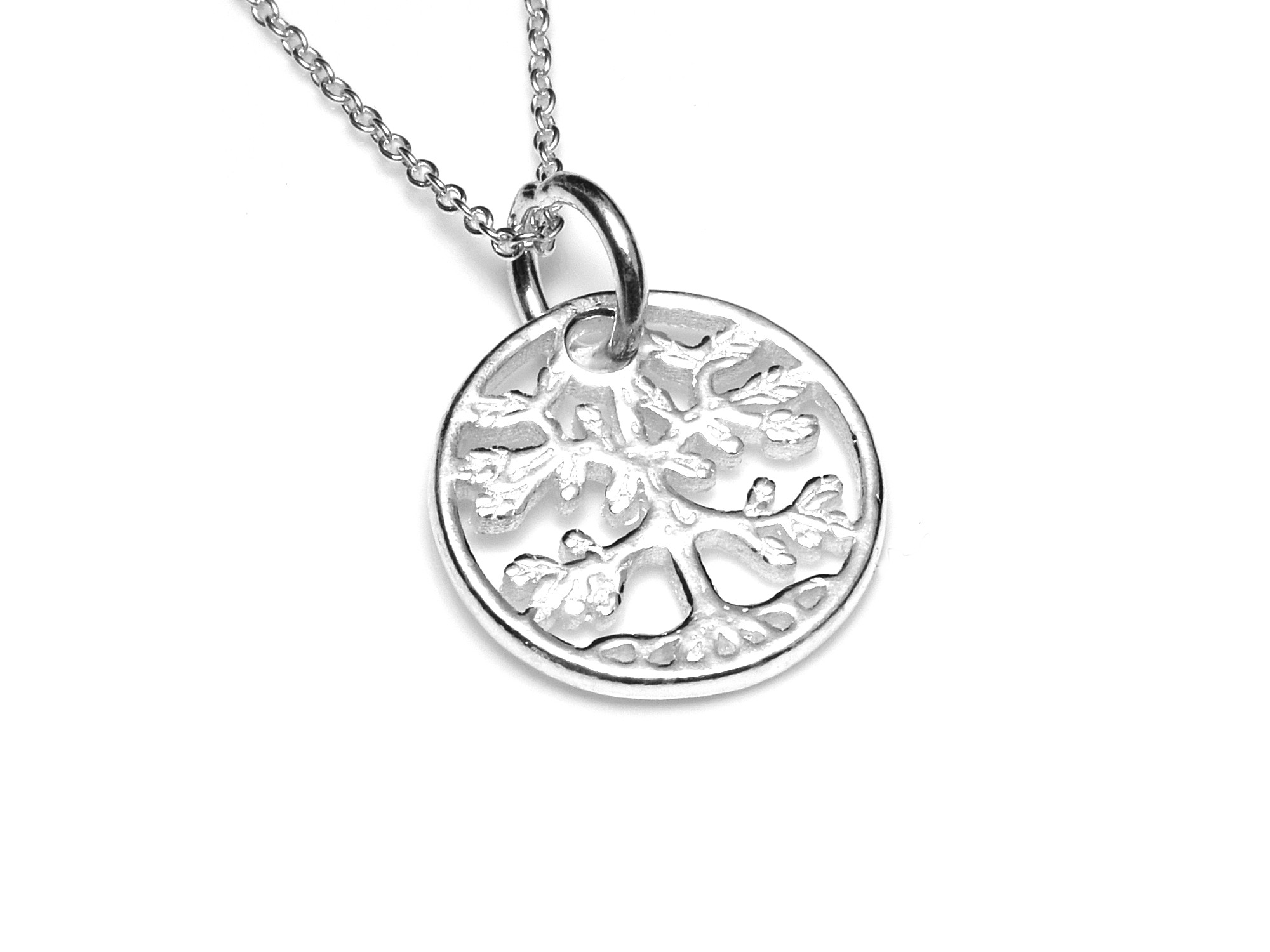 Litet Livets Träd Halsband i Äkta 925 Silver, Kunskap Hänge, Evigt Liv Accessoar, Livsträd Smycke