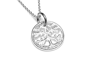 Litet Livets Träd Halsband i Äkta 925 Silver, Kunskap Hänge, Evigt Liv Accessoar, Livsträd Smycke