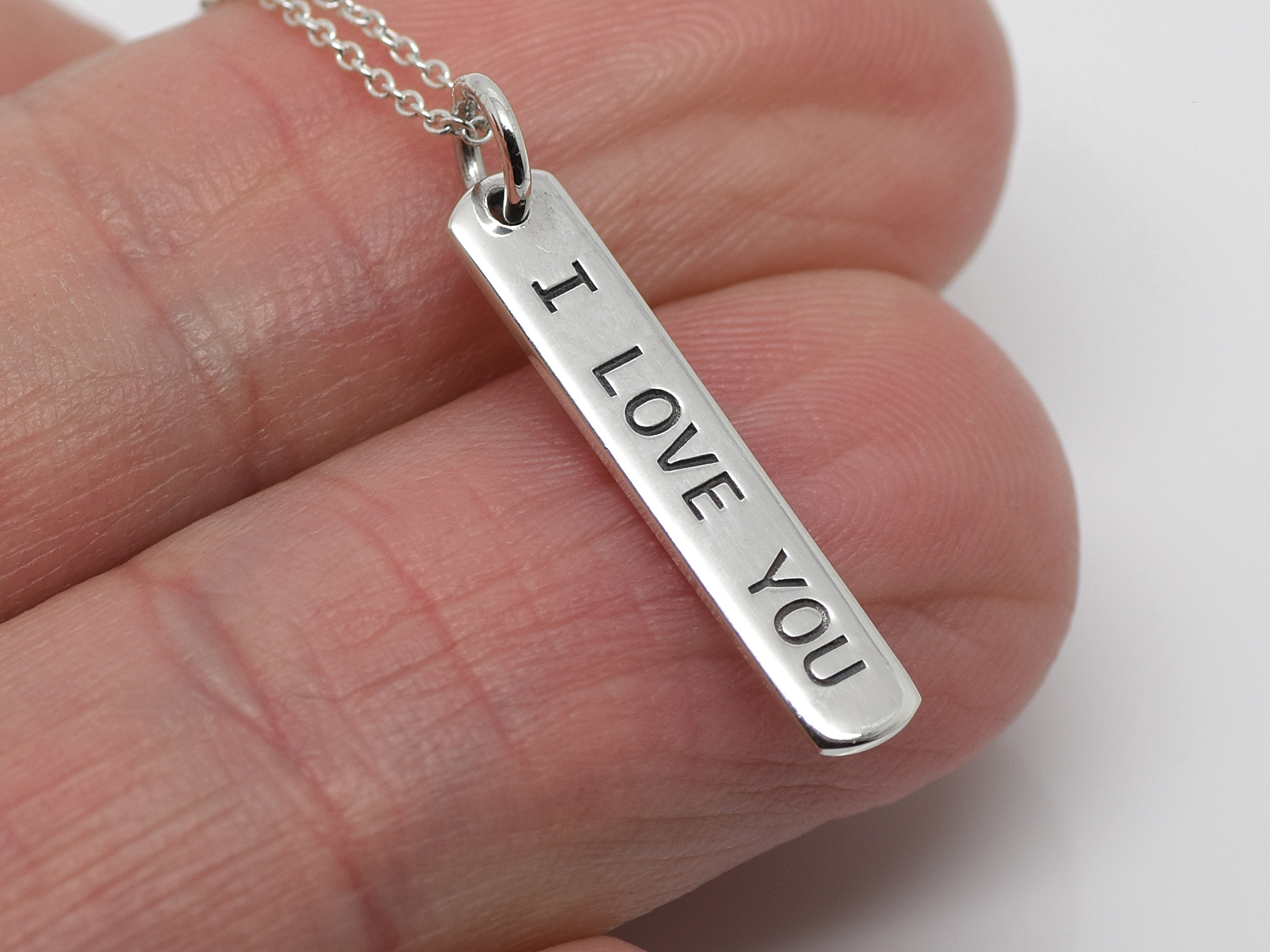 I Love You Tag Halsband i Äkta 925 Silver, Jag Älskar Dig Text Hänge, Kärlek Smycke - 4