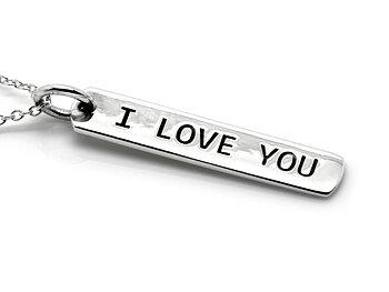 I Love You Tag Halsband i Äkta 925 Silver, Jag Älskar Dig Text Hänge, Kärlek Smycke