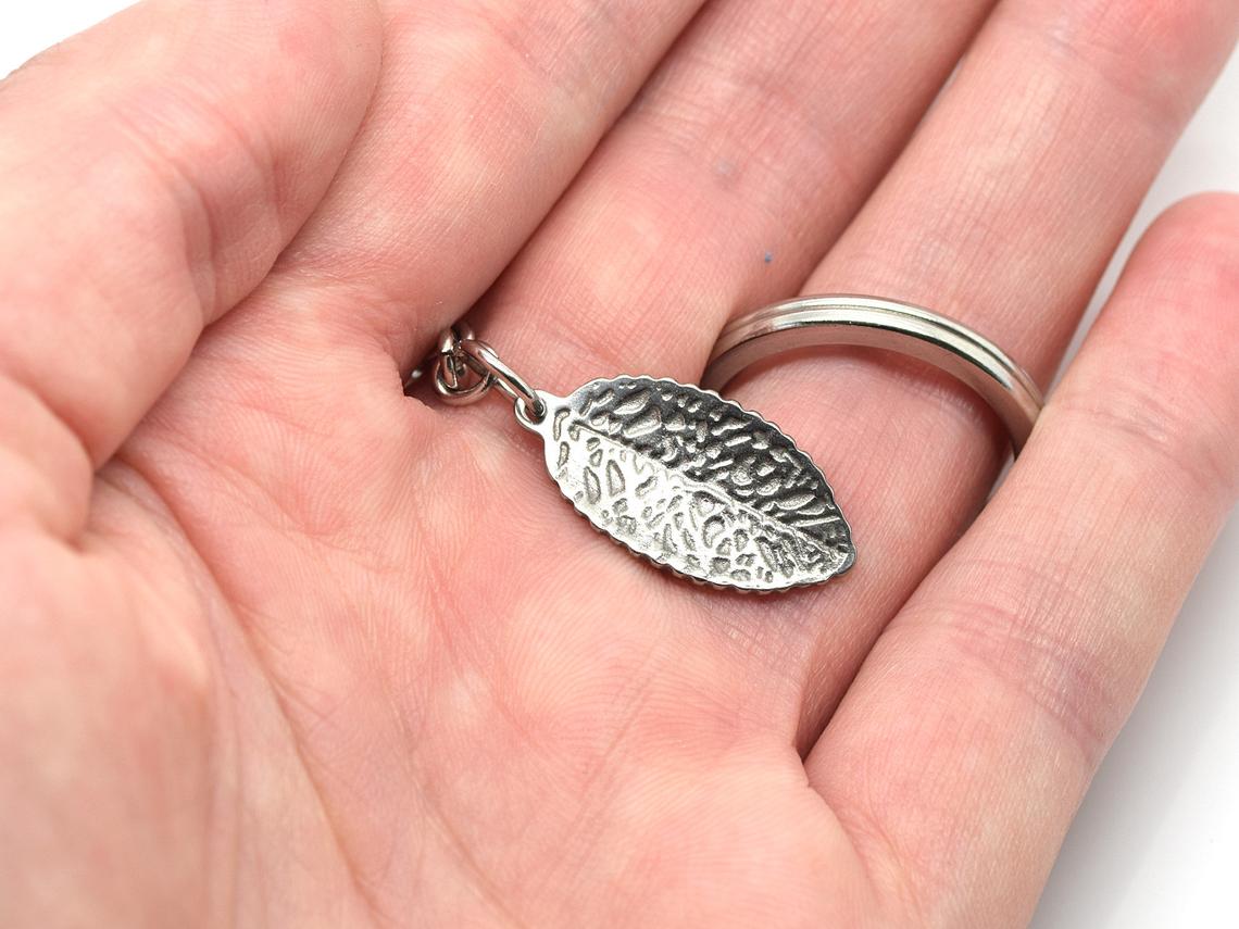 Löv Nyckelring i Rostfritt Stål, Träd Accessoar, Natur Nyckelhållare - 3