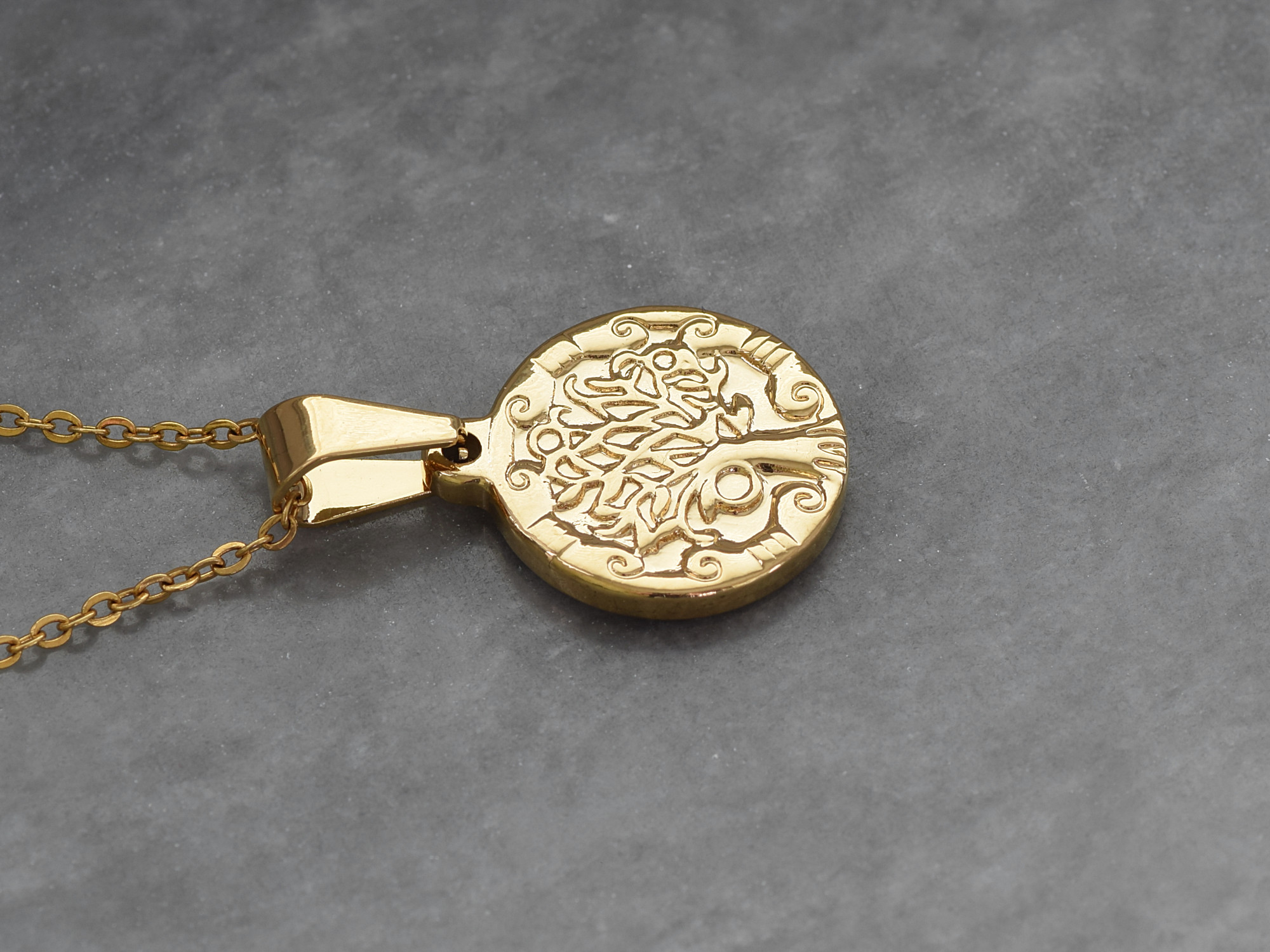 Livsträd Halsband i Rostfritt Stål Guld, Evigt Liv Hänge, Visdom Accessoar, Livets Träd Smycke - 2