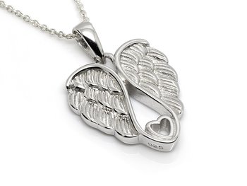 Änglavingar med Hjärta Halsband i Äkta 925 Silver, Kärlek Smycke