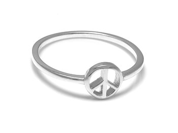 Fredstecken Ring i Äkta 925 Silver, Fred eller Peacetecken Accessoar, Fredssymbol Smycke