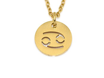 Kräftan Stjärntecken Halsband i Rostfritt Stål Guld, Gyllene Zodiak Hänge, Födelsedag Smycke