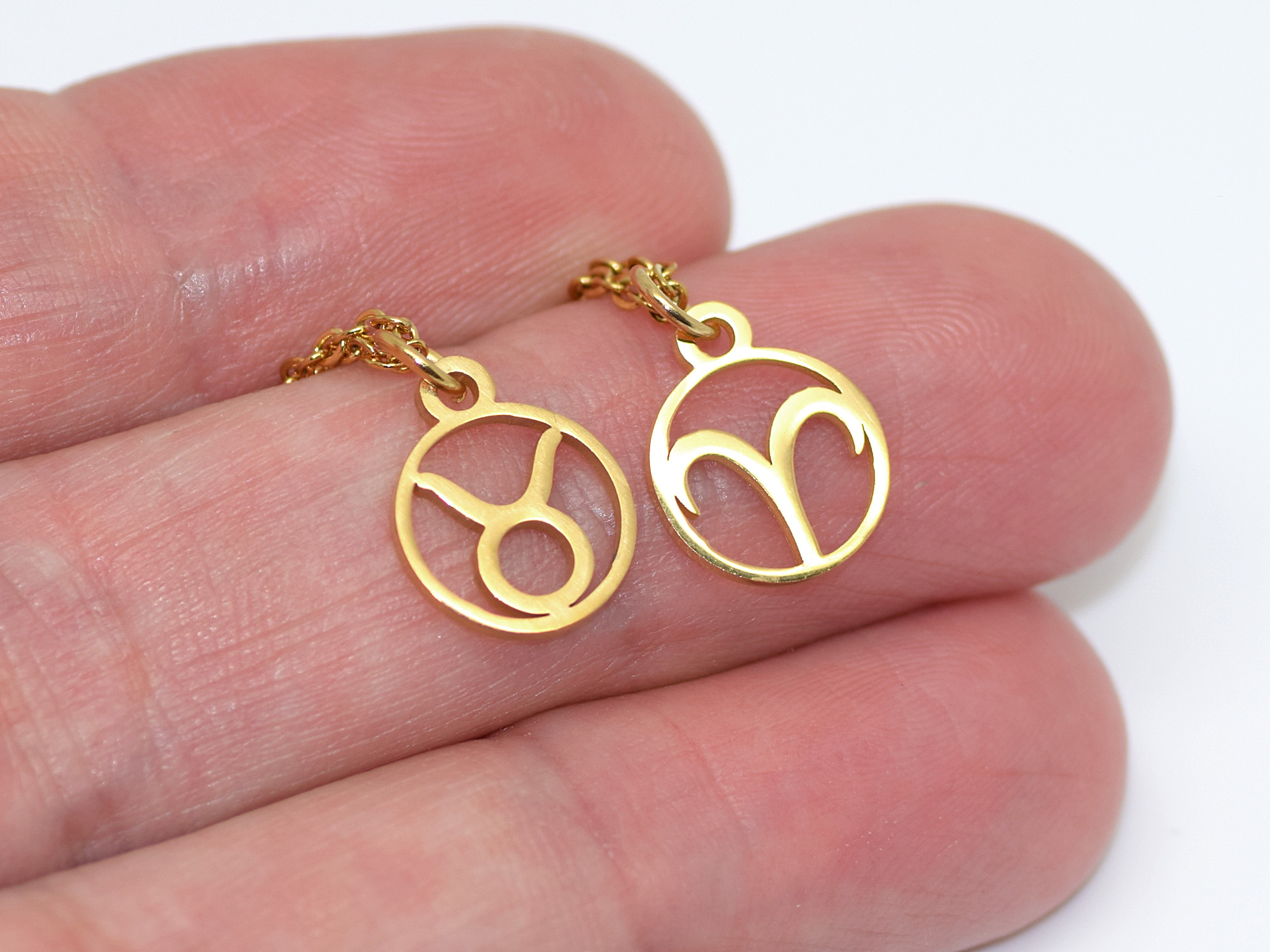 Valfritt Stjärntecken Halsband i Rostfritt Stål Guld, Zodiaken Hänge, Födelsedag Smycke - 4