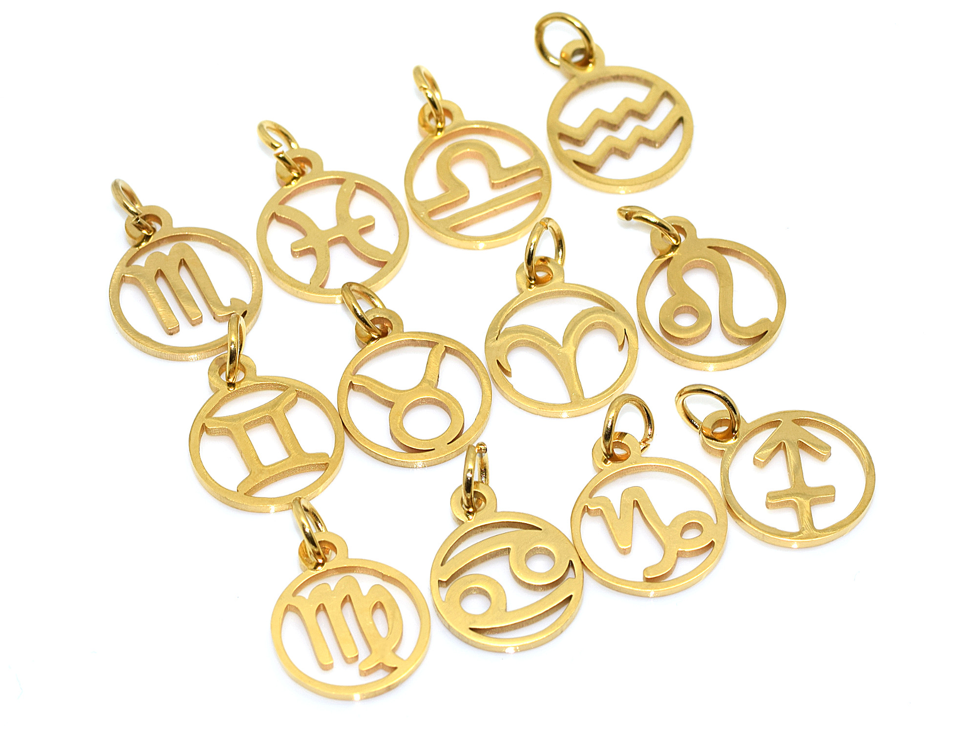 Valfritt Stjärntecken Halsband i Rostfritt Stål Guld, Zodiaken Hänge, Födelsedag Smycke - 2