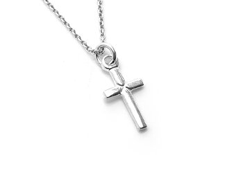 Litet Kors Halsband i Äkta 925 Silver, Konfirmation och Dop Smycke
