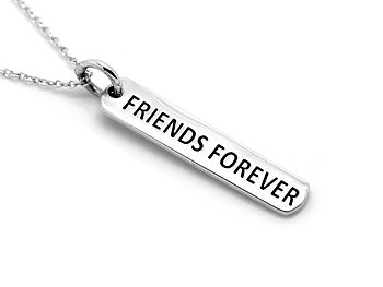 Friends Forever Text Halsband i Äkta 925 Silver, Tag med Budskap Hänge, Evig Vänskap Smycke