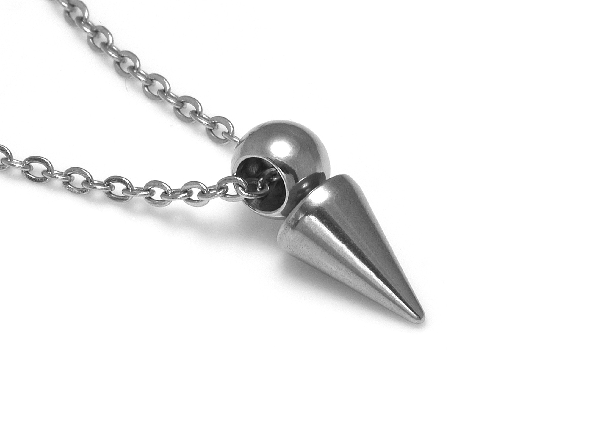 Spik Halsband i Rostfritt Stål, Punkare Hänge, Spike Accessoar, Kon eller Nit Smycke