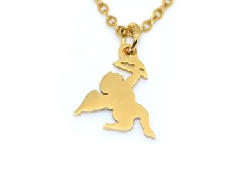 Amor Halsband i Rostfritt Stål Guld, Kärlek Hänge, Kärlekspil Accessoar, Kärleksgud Smycke