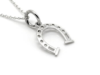 Hästsko Halsband i Äkta 925 Silver, Lyckosymbol Hänge, Lycka och Tur Smycke