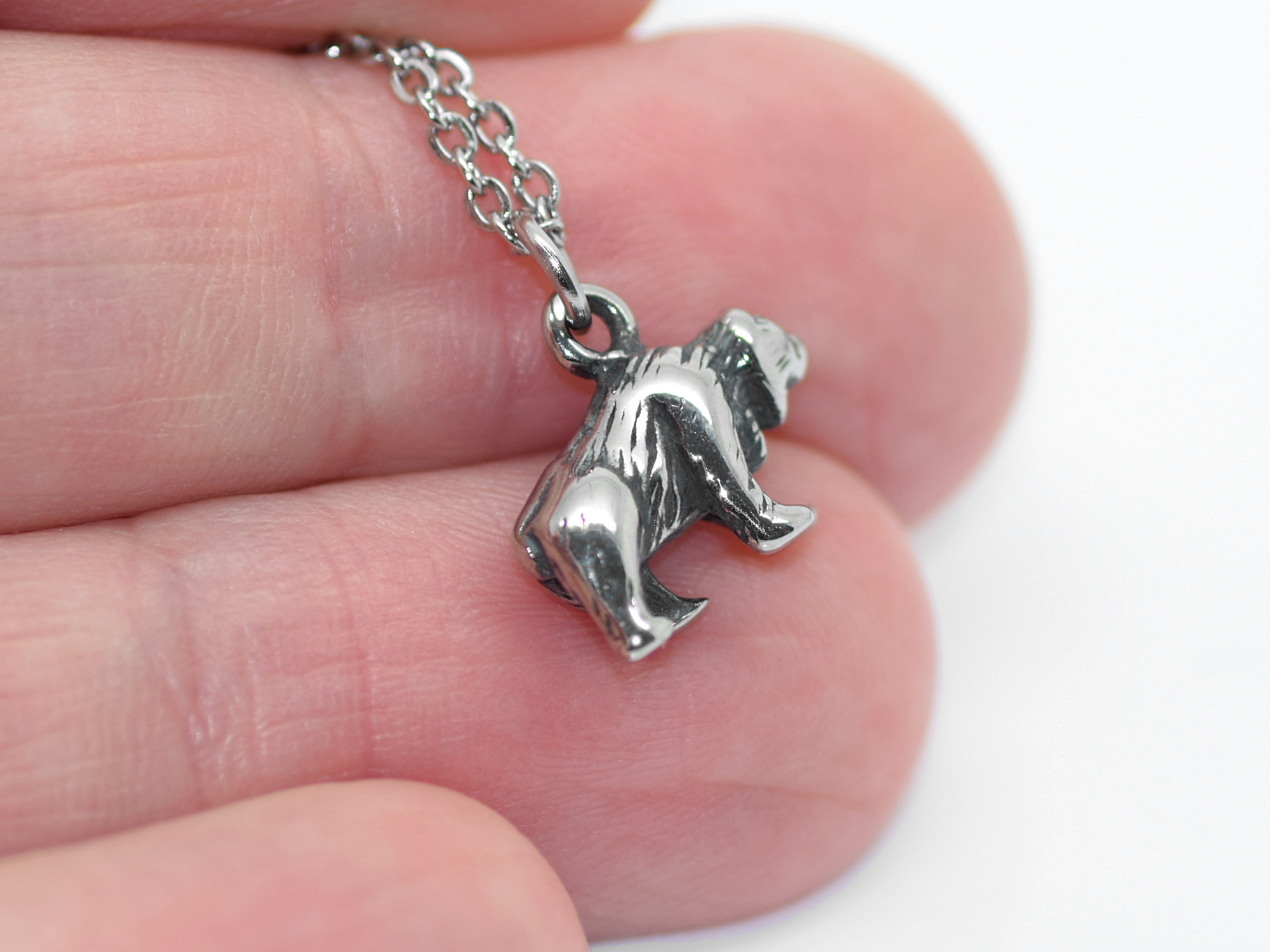 Björn Halsband i Rostfritt Stål, 3D Ursus Hänge, Rovdjur Accessoar, Djur Smycke - 4