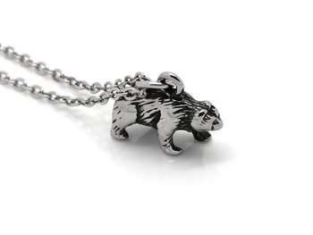 Björn Halsband i Rostfritt Stål, 3D Ursus Hänge, Rovdjur Accessoar, Djur Smycke