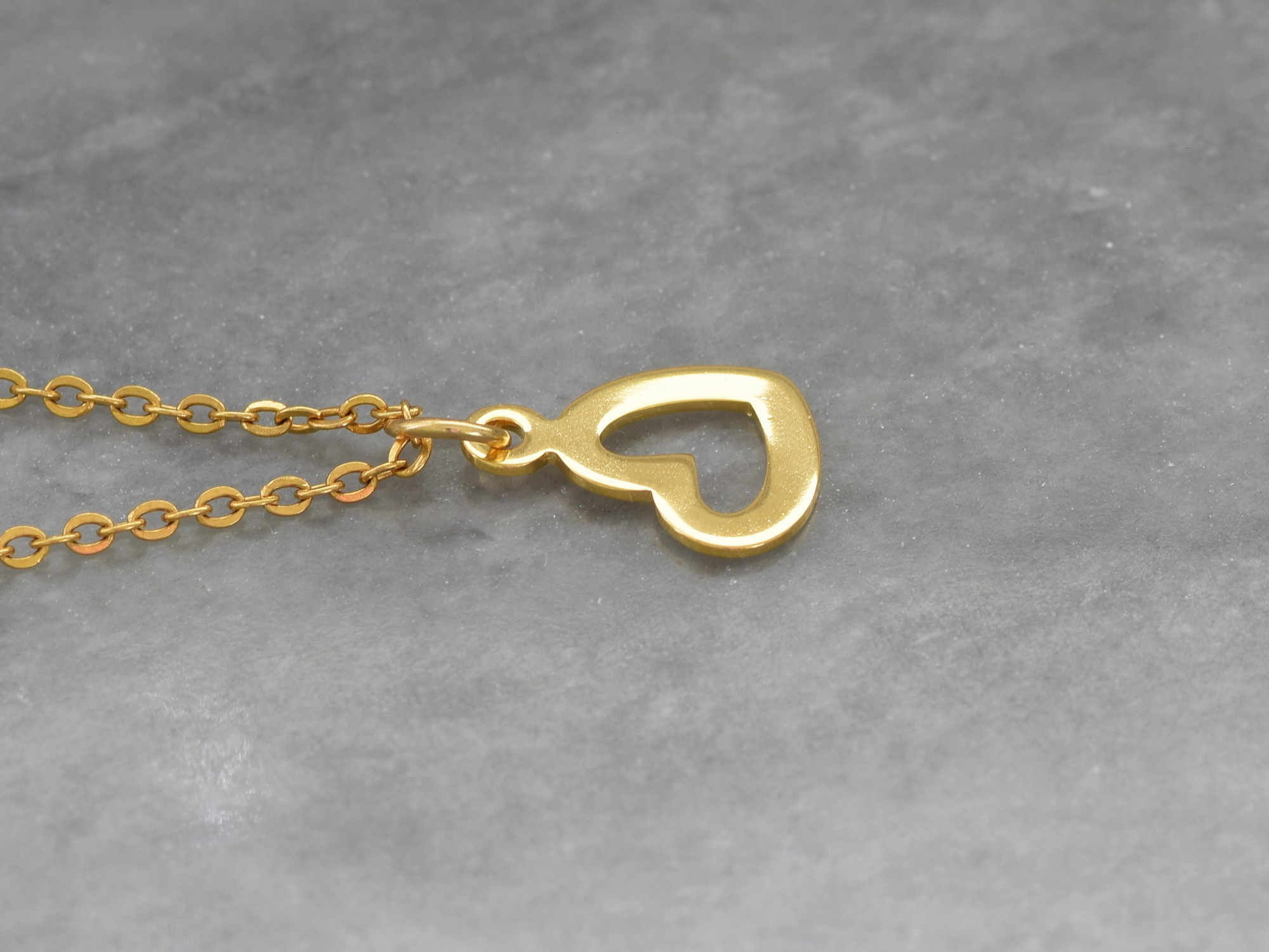 Hjärta Halsband i Rostfritt Stål Guld, Gyllene Hjärtan Hänge, Kärlekssymbol Smycke - 2