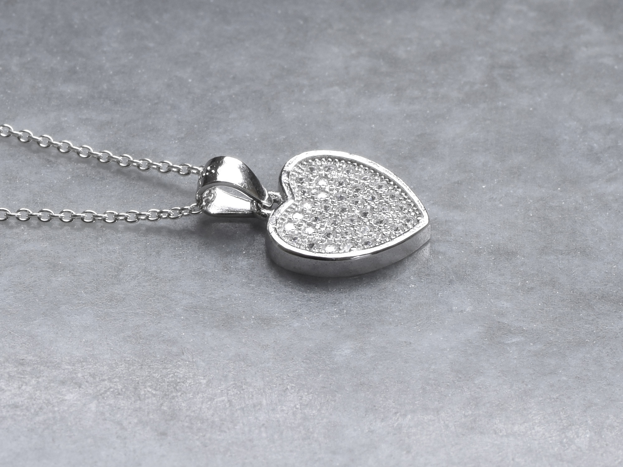 Hjärta med Cubic Zirconia Halsband i Äkta 925 Silver, Hjärtformat Hänge, Kärlek Smycke - 2