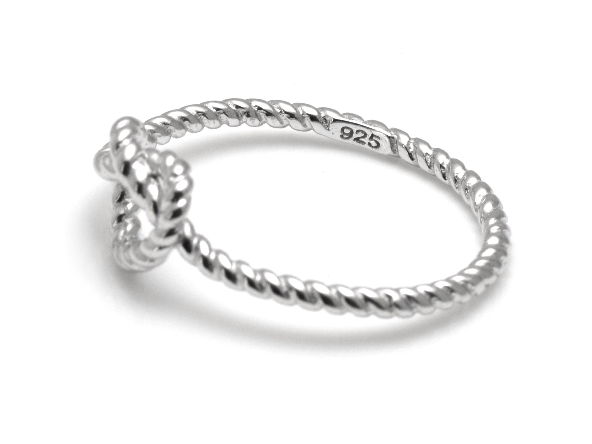 Rephjärta Ring i Äkta 925 Silver storlek 7, Kärlek Accessoar, Knutet Rep och Hjärta Smycke - 2