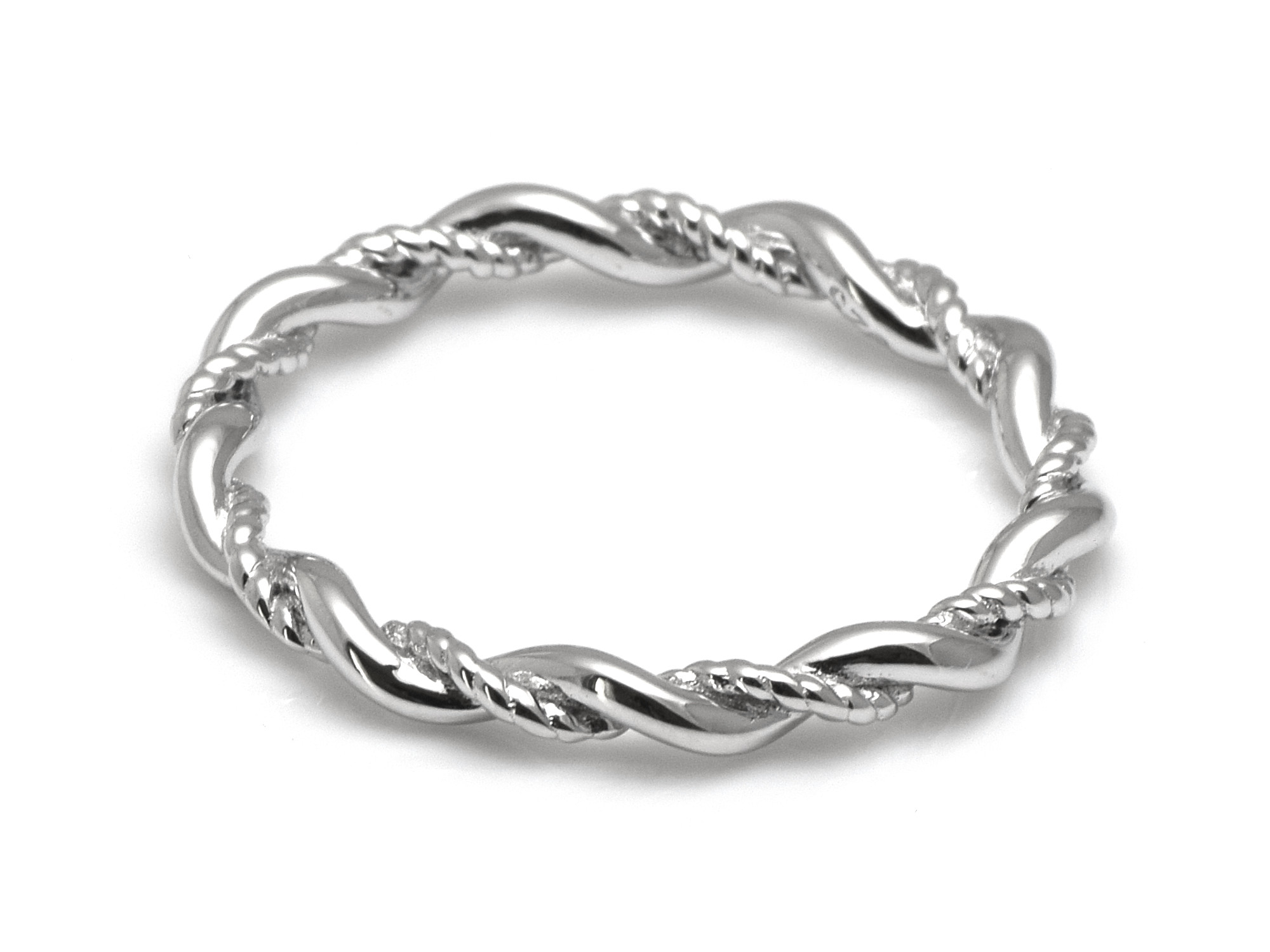 Twisted Ring med Vridet Band i Äkta 925 Silver storlek 7, Modern Avskalad Design Smycke