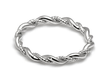 Twisted Ring med Vridet Band i Äkta 925 Silver storlek 7, Modern Avskalad Design Smycke