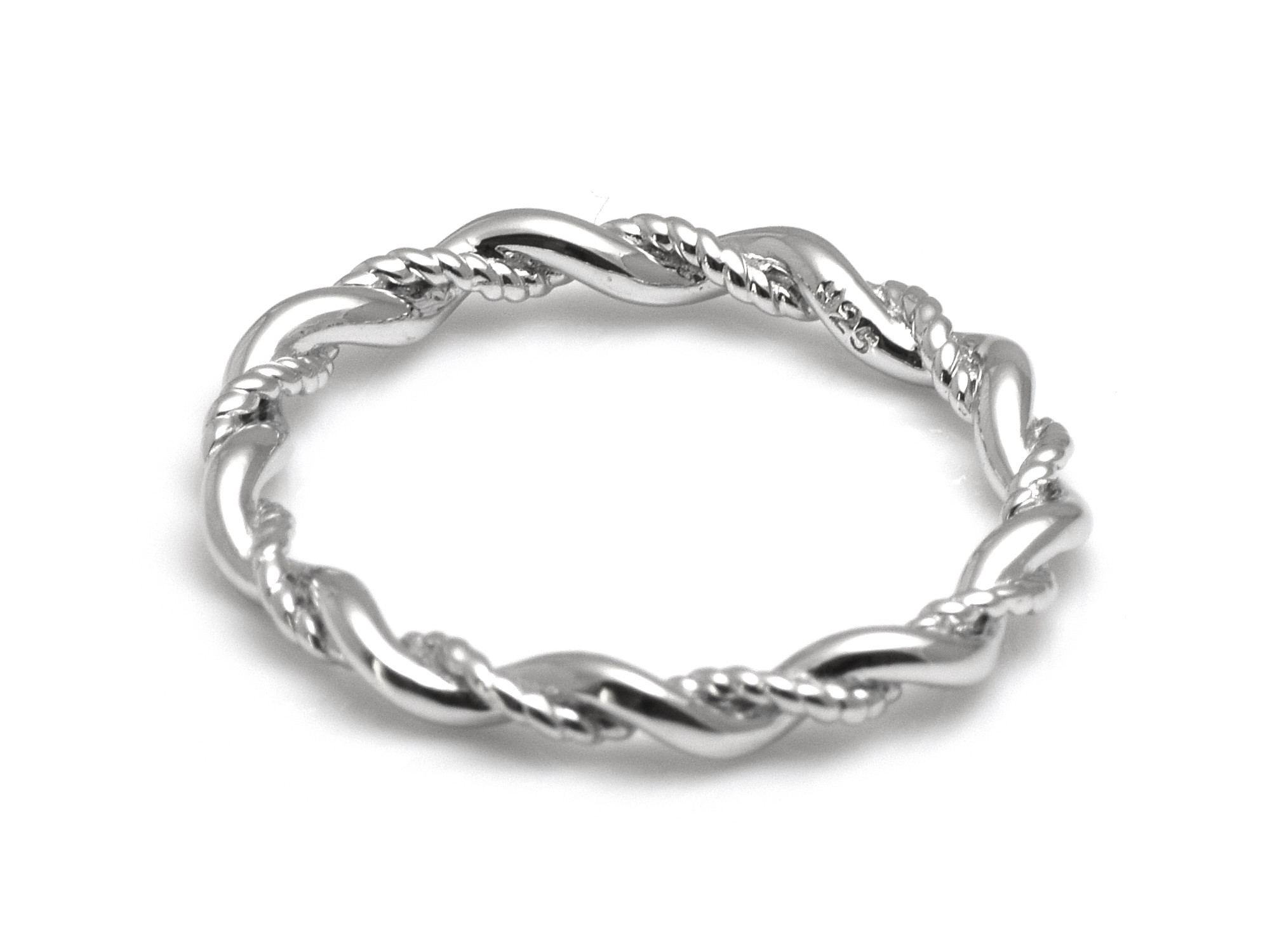Twisted Ring med Vridet Band i Äkta 925 Silver storlek 7, Modern Avskalad Design Smycke - 2