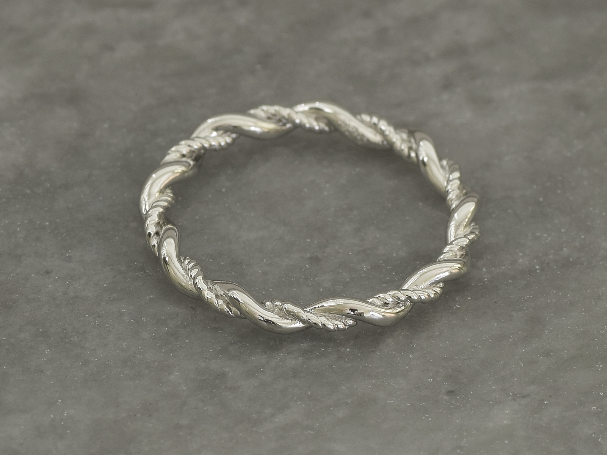 Twisted Ring med Vridet Band i Äkta 925 Silver storlek 7, Modern Avskalad Design Smycke - 3