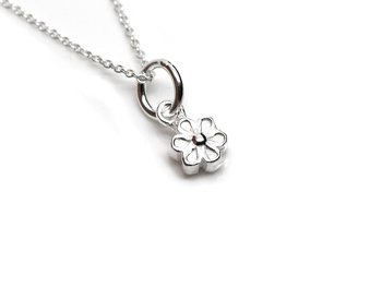 Liten Blomma Halsband i Äkta 925 Silver, Blom Hänge, Blomster Smycke