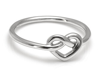 Hjärteknut Ring med Knutet Hjärta i Äkta 925 Silver storlek 7, Hjärtan Accessoar, Evig Kärlek Smycke