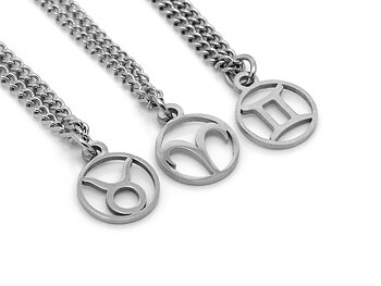 Valfritt Stjärntecken Armband i Rostfritt Stål, Zodiak Accessoar, Födelsedag Smycke
