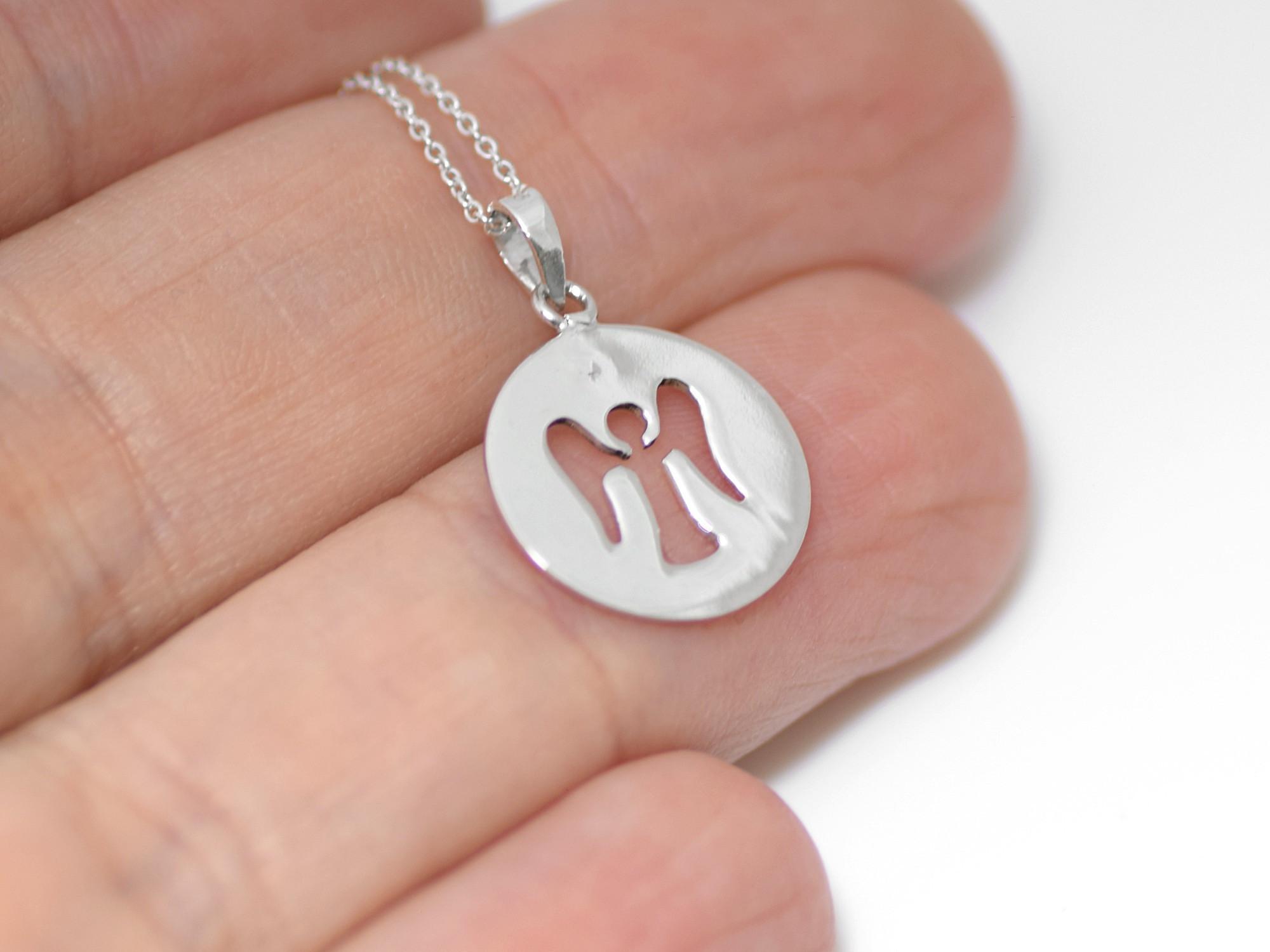 Utskuren Ängel Halsband i Äkta 925 Silver, Kristendom Hänge, Konfirmation Smycke - 4