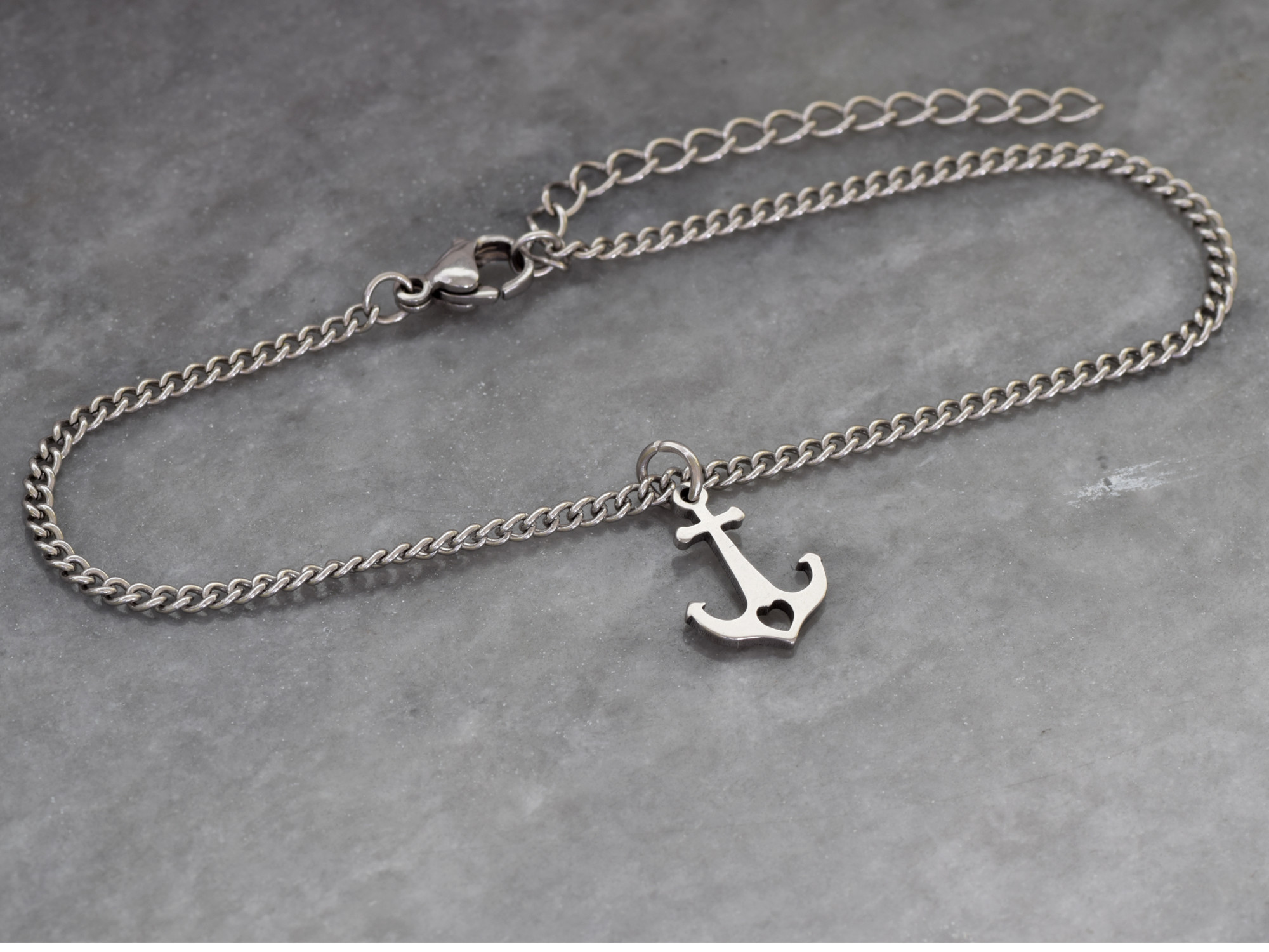 Ankare med litet Hjärta Armband i Rostfritt Stål, Fartyg Smycke - 2