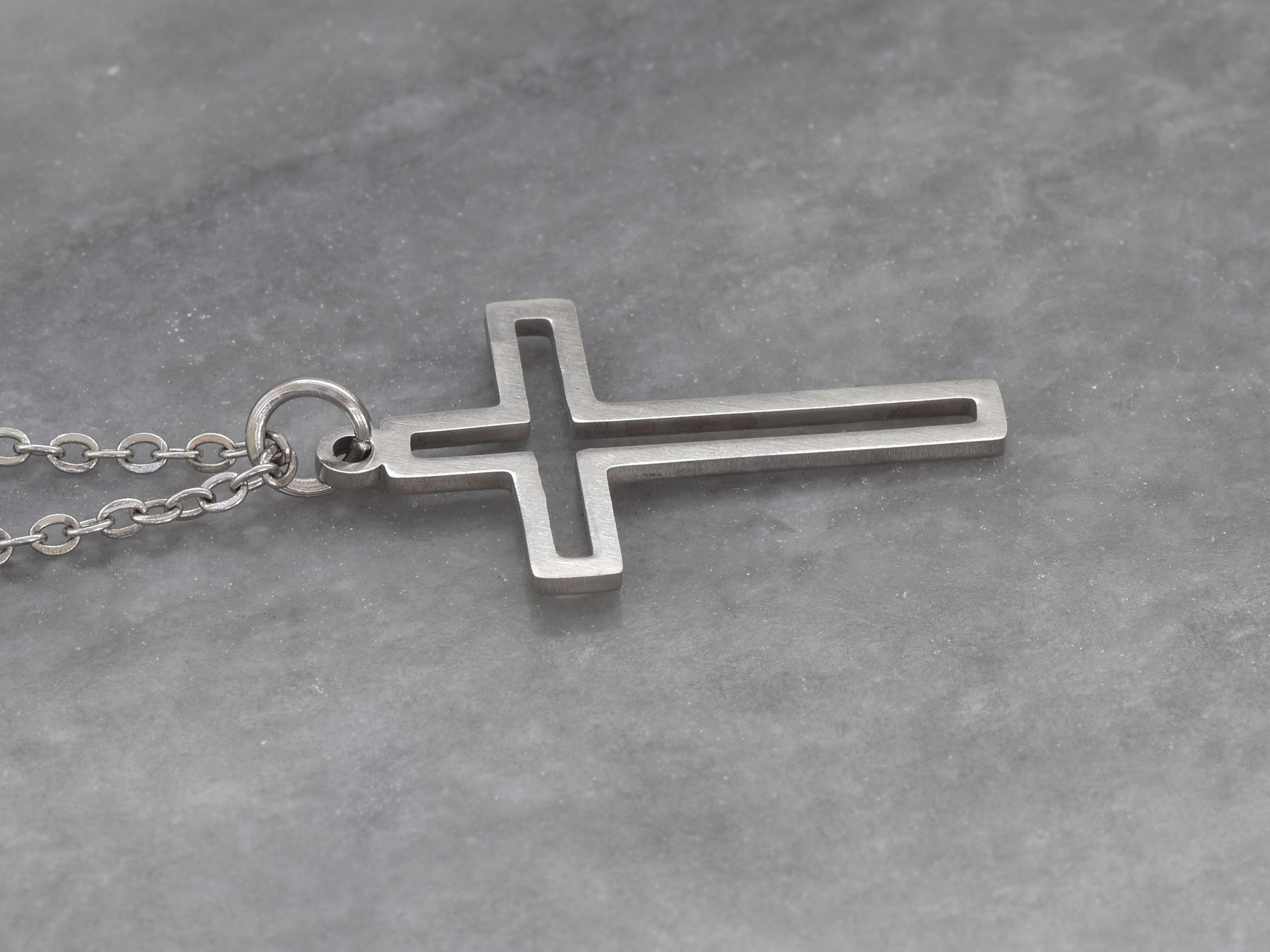 Kors Halsband i Rostfritt Stål, Dop och Konfirmation Hänge, Kristendom Smycke - 3