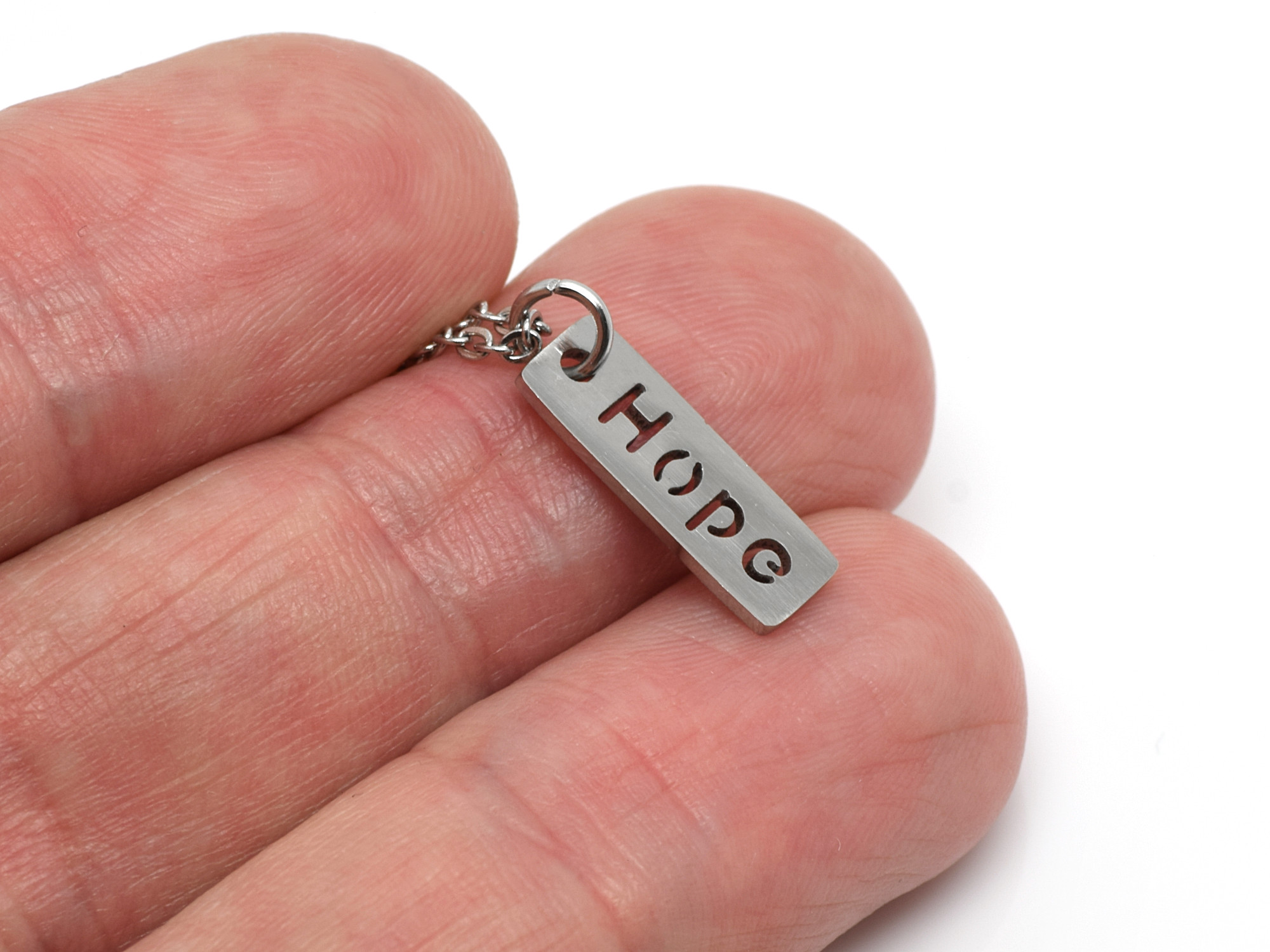 Hope Text Halsband i Rostfritt Stål, Tag med Hoppfullt Budskap Smycke, Hopp Hänge - 3
