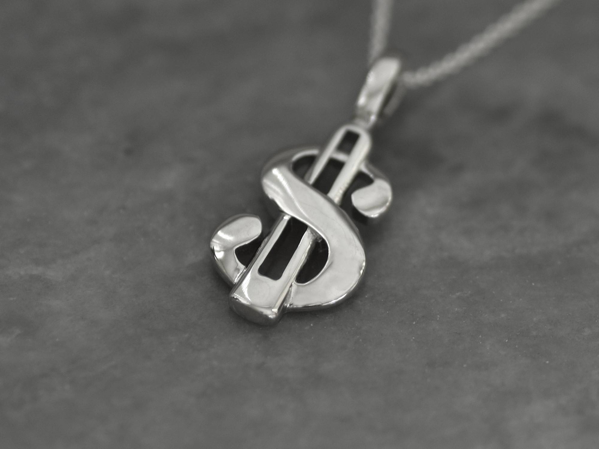 Dollartecken Halsband i Äkta 925 Silver, Dollar Hänge, Pengar Accessoar, Rikedom Smycke - 2