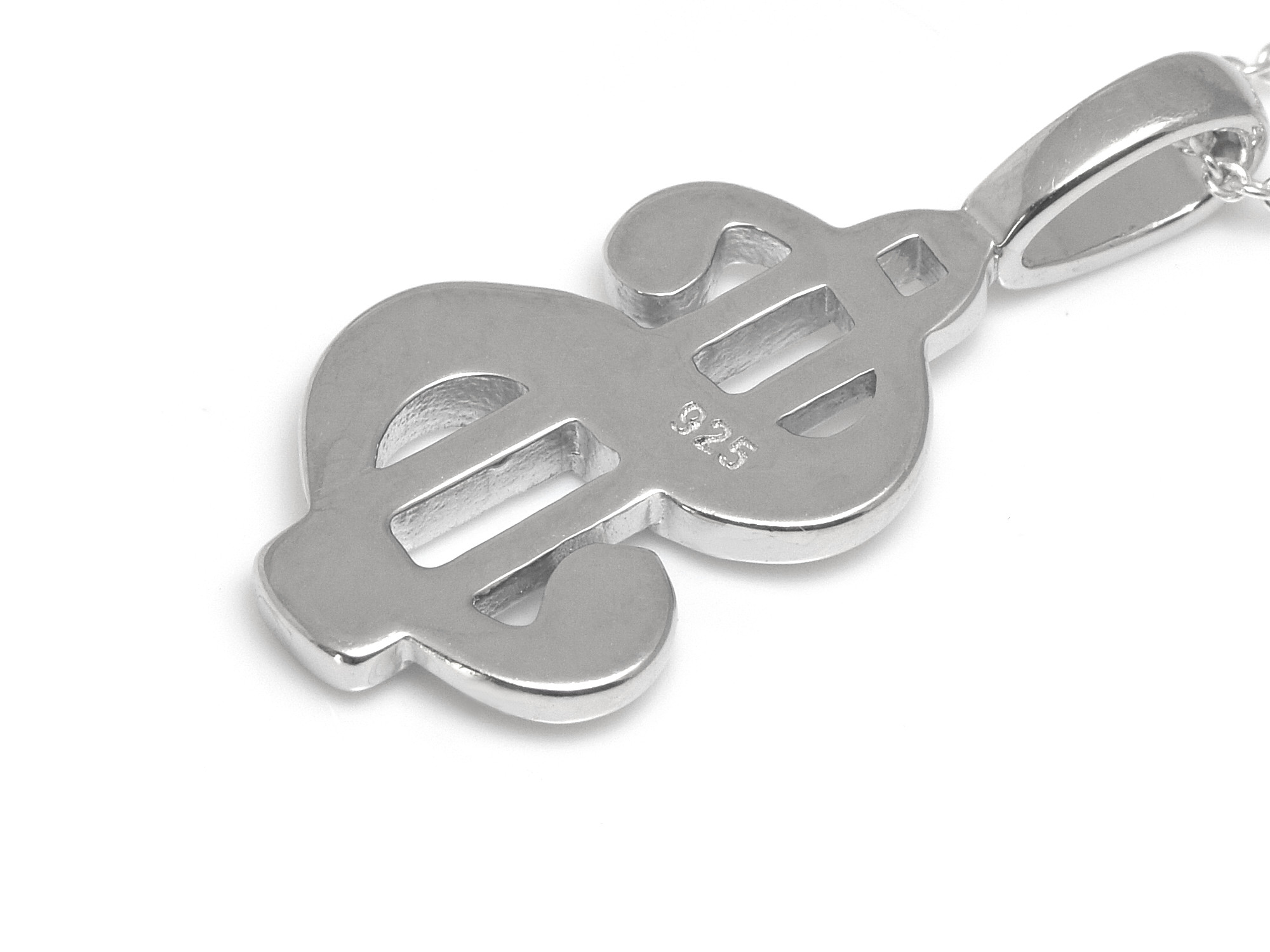 Dollartecken Halsband i Äkta 925 Silver, Dollar Hänge, Pengar Accessoar, Rikedom Smycke - 3