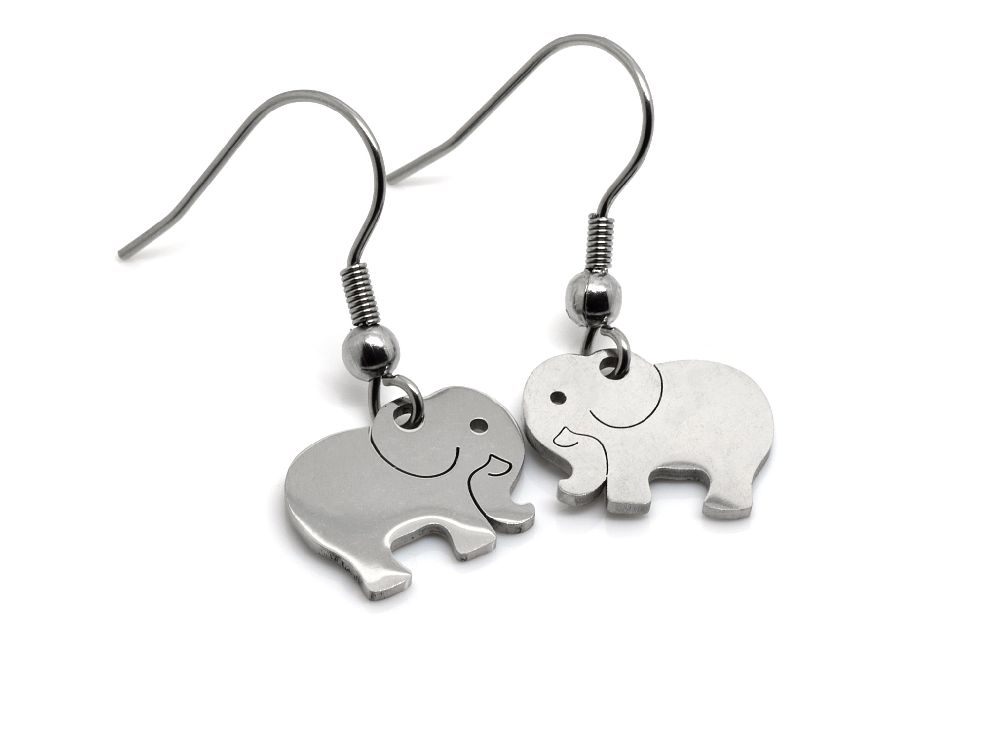Elefant Örhängen i Rostfritt Stål, Afrikanskt Djur Örhänge, Afrika Accessoar, Elefant Smycke - 3