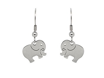 Elefant Örhängen i Rostfritt Stål, Afrikanskt Djur Örhänge, Afrika Accessoar, Elefant Smycke