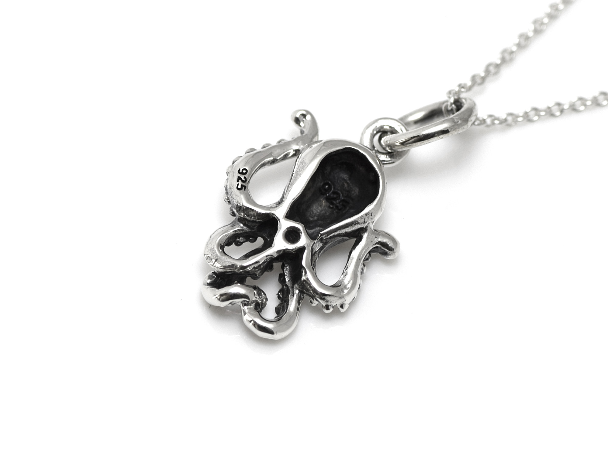 Bläckfisk Halsband i Äkta 925 Silver, Cthulhu Hänge, Hav Asseccoar, Tentakel Smycke - 3